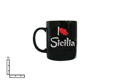 MUG CERAMICA NERO CM13X10 10OZ SICILIA