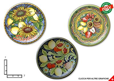 MAGNETE PIATTINO CERAMICA CM7 FRUTTA FIORI ASSORTIMENTO