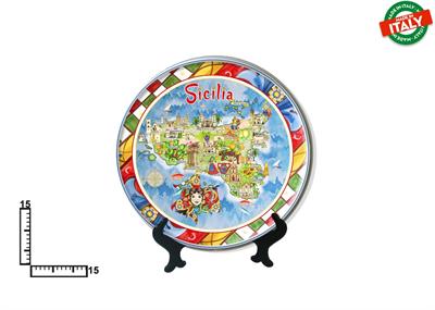 PIATTO CERAMICA CM15 CARTINA SICILIA