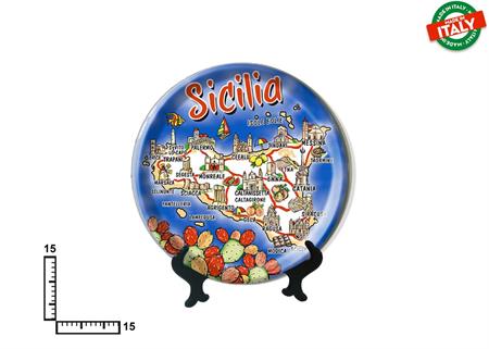 PIATTO CERAMICA CM15 CARTINA SICILIA