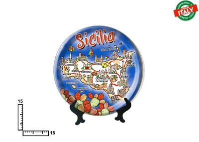 PIATTO CERAMICA CM15 CARTINA SICILIA