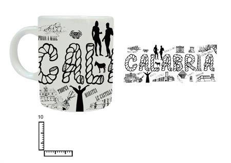 MUG SUBLIMAZIONE BIANCO CM10 BIANCO/NERO CALABRIA