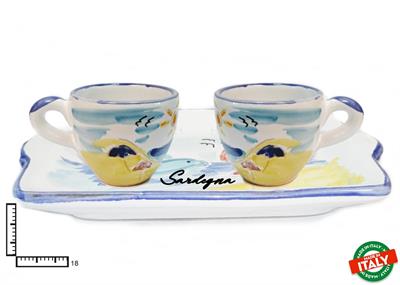 SET CAFFE' CERAMICA X2 RETT. L.INCISA SARDEGNA