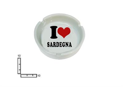 POSACENERE CERAMICA TONDO BIANCO CM10 I LOVE SARDEGNA