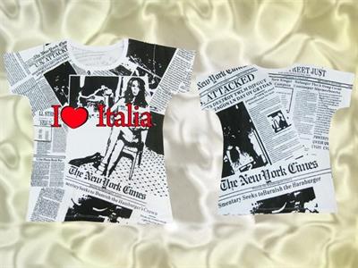 T-SHIRT DONNA BIANCA NEWS C/STAMPA ITALIA