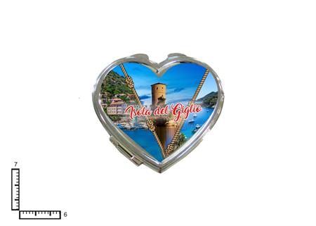 SPECCHIO METALLO CUORE CM6X7 ISOLA DEL GIGLIO