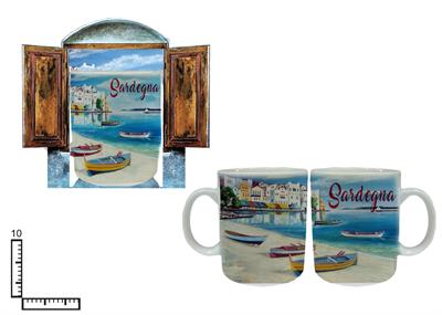 MUG SUBLIMAZIONE BIANCO CM9X8.5 C/BLISTER FINESTRA SARDEGNA