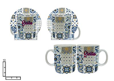 MUG SUBLIMAZIONE BIANCO CM9X8.5 C/BLISTER ROSONE SICILIA