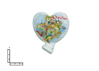 MAGNETE PALLONCINO CUORE CERAMICA SICILIA