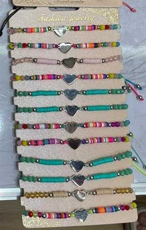 BRACCIALE COLORATO CUORE TUBO 60PZ