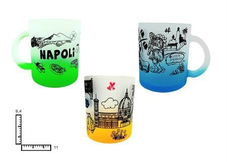 MUG VETRO SAT.COLORATO SUBL.S/6 PERSONALIZZABILE