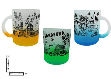 MUG VETRO SAT.COLORATO SUBL.S/6 SARDEGNA