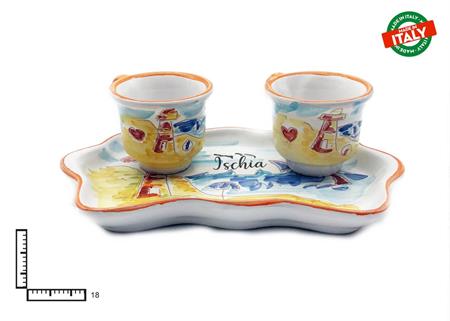 SET CAFFE' CERAMICA X2 OND. L.INCISA ISCHIA