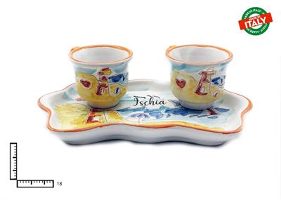 SET CAFFE' CERAMICA X2 OND. L.INCISA ISCHIA