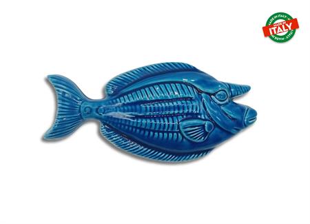 PESCE UNICORNO GRANDE BLU CERAMICA