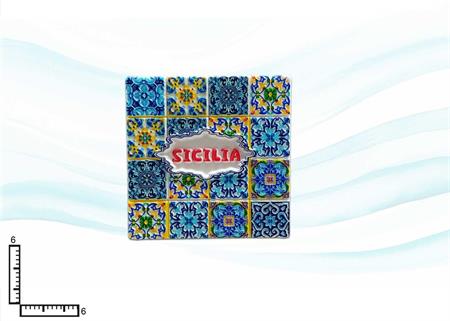 MAGNETE RESINA QUADR. 6X6CM BASSORILIEVO SICILIA ROSONI S/2