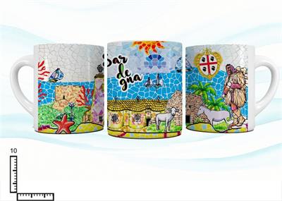 MUG CERAMICA BIANCO SUBLIMAZIONE CM10 SARDEGNA MOSAICO