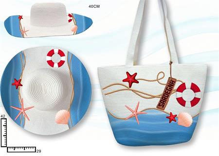 BORSA E CAPPELLO PAGLIA VEDUTA MARE