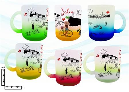 MUG VETRO SAT.COLORATO SUBL.S/6 ISCHIA GROUP.